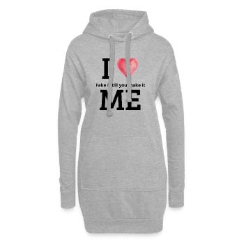 Fake It Till You Make It – Selbstliebesreise - Hoodie-Kleid - Grau meliert - Vorne