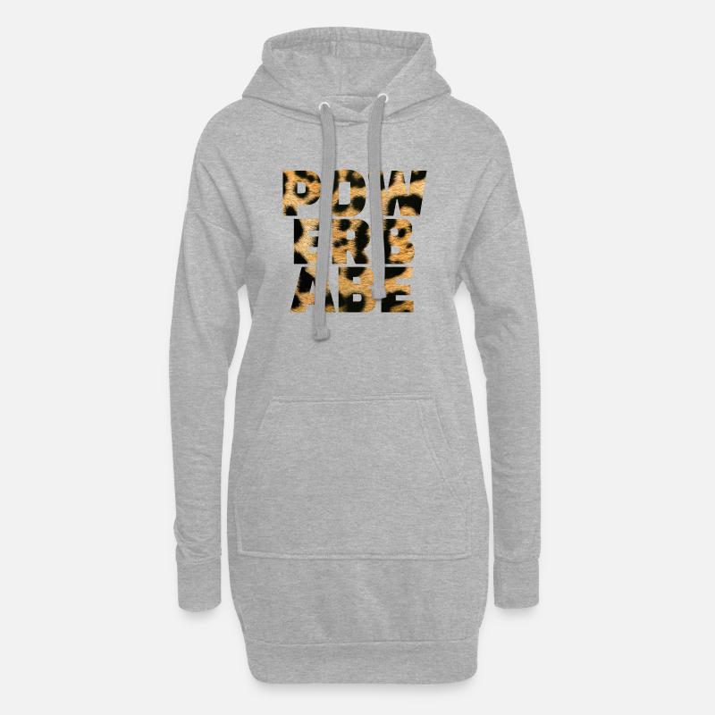 Power Babe Leopard Statement - Hoodie-Kleid - Grau meliert