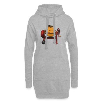 Betonmischer Cartoon Illustration - Hoodie-Kleid - Grau meliert - Vorne