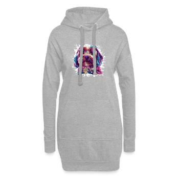 Portrait de chien : Éclaboussure aquarelle - Sweat-shirt à capuche long Femme - gris chiné - Devant