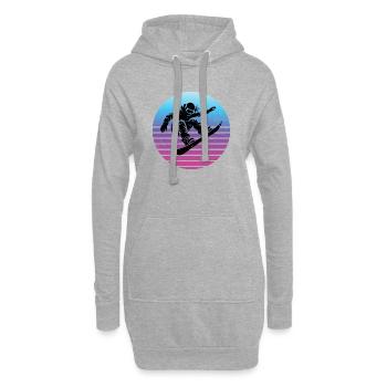 Iconisches Snowboard Motiv für Frauen - Hoodie-Kleid - Grau meliert - Vorne