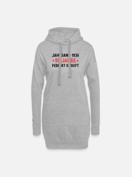 Jahrgang 1936 – 90 Jahre perfekt gereift - Hoodie-Kleid - Grau meliert