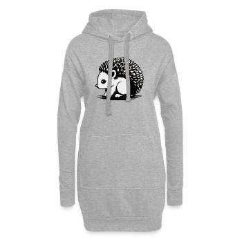 Monochrome Igel-Silhouette - Hoodie-Kleid - Grau meliert - Vorne