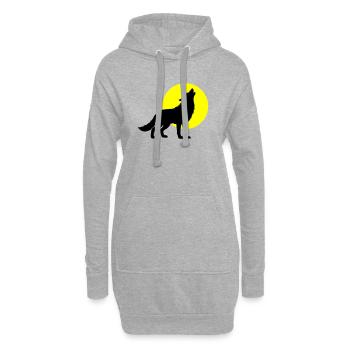 Wolf Silhouette - Hoodie-Kleid - Grau meliert - Vorne