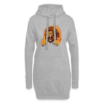 Löwe in Flammen - Hoodie-Kleid - Grau meliert - Vorne