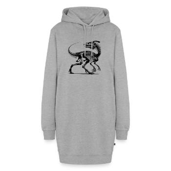 Dinosaure Raptor avec des os de colonne vertébrale - Sweat-shirt à capuche long Femme - gris chiné - Devant