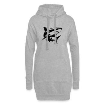 Tattoo Shark Je suis la version sportive élégante - Sweat-shirt à capuche long Femme - gris chiné - Devant