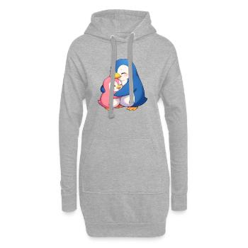Câlins de manchots câlins - Sweat-shirt à capuche long Femme - gris chiné - Devant