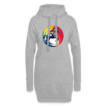 Motif du saut d’obstacles à cheval arc-en-ciel - Sweat-shirt à capuche long Femme - gris chiné - Devant