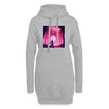 Forêt de rêves au clair de lune - Sweat-shirt à capuche long Femme - gris chiné - Devant