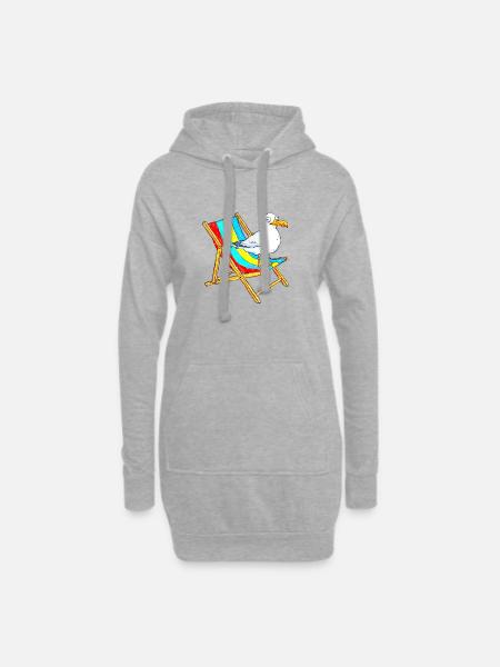 Seagull on colorful beach chair - Hoodie Dress - heather grey