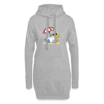 Mouette de plage ensoleillée avec parapluie - Sweat-shirt à capuche long Femme - gris chiné - Devant