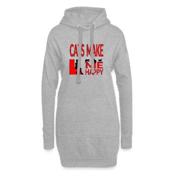 Katzen - Hoodie-Kleid - Grau meliert - Vorne