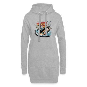 Hooked By The Sea Vintage-Angeln - Hoodie-Kleid - Grau meliert - Vorne