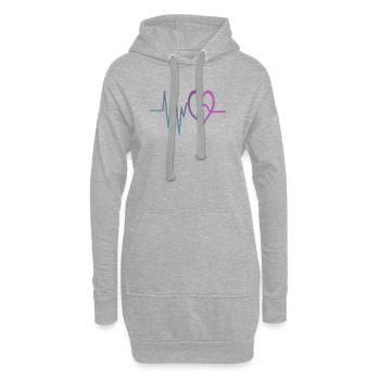 Gradienten-EKG Herz - Hoodie-Kleid - Grau meliert - Vorne