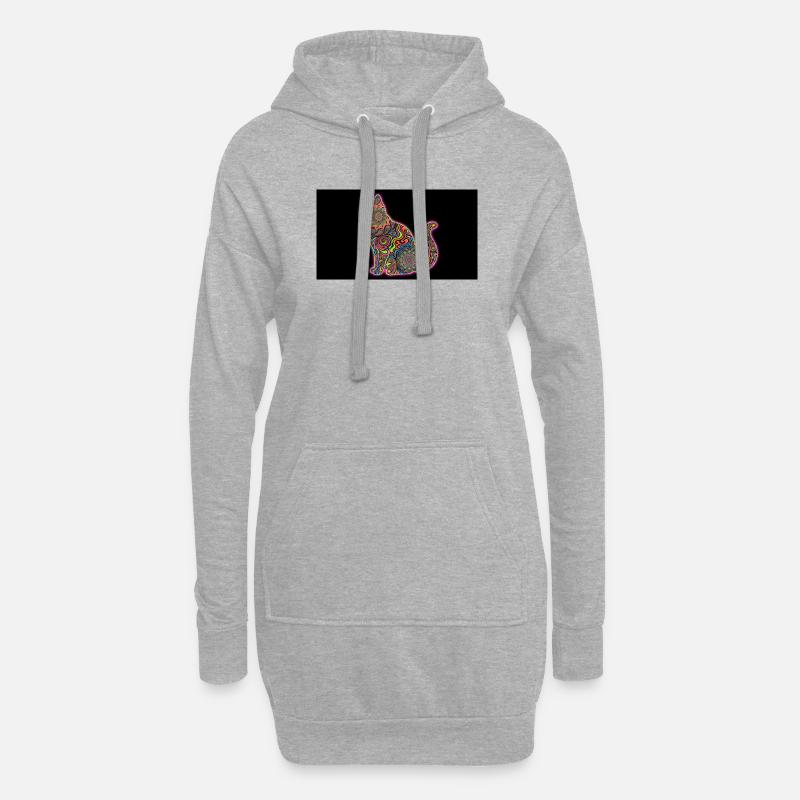 Psychedelic Cat Patterns - Hoodie Dress - heather grey
