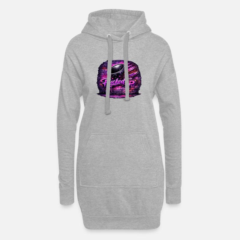 A pris des graffitis au néon - Sweat-shirt à capuche long Femme - gris chiné