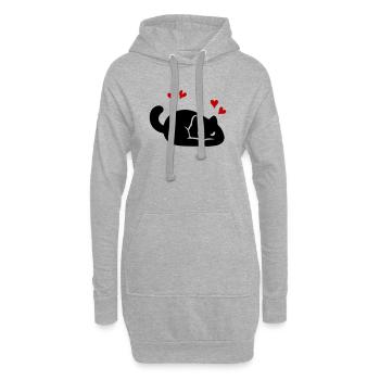 Katze Herz Liebe - Hoodie-Kleid - Grau meliert - Vorne