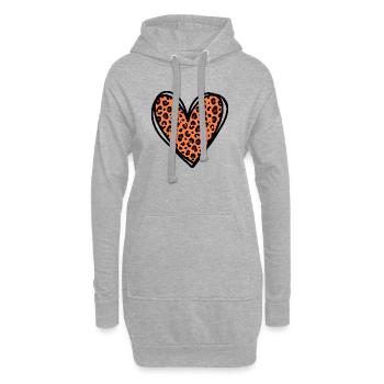 Leo Herz - Trendiges Tierprint Fashion Design - Hoodie-Kleid - Grau meliert - Vorne