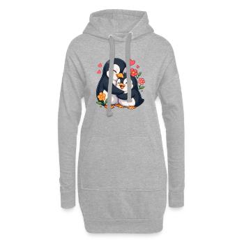 Duo Cœur de Pingouin Câlin - Sweat-shirt à capuche long Femme - gris chiné - Devant