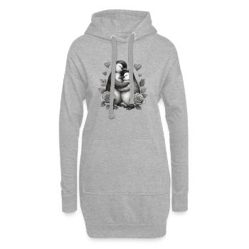 Umarmende Pinguine mit Rosen - Hoodie-Kleid - Grau meliert - Vorne