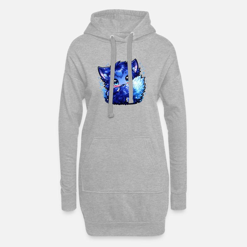 Blauer Eisfuchs Chibi-Design - Hoodie Dress - heather grey