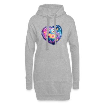 Herzplanet Bär im Raumanzug - Hoodie-Kleid - Grau meliert - Vorne