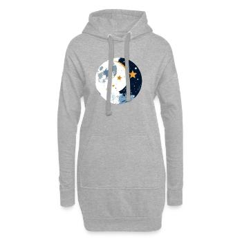 Mond und Sternenkreis Nachtmotiv Mondschein Motiv - Hoodie-Kleid - Grau meliert - Vorne
