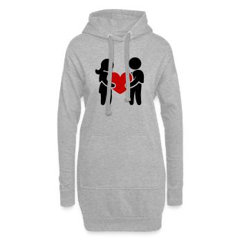 Paar Verliebt Herz - Hoodie-Kleid - Grau meliert - Vorne
