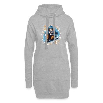 Bulldog Hund Snowboard - Hoodie-Kleid - Grau meliert - Vorne