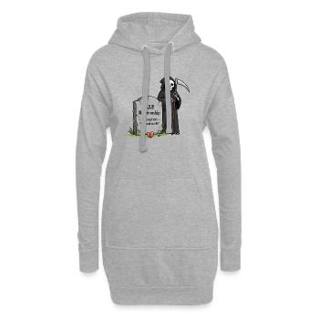 "Wir müssen reden!" ist Beziehungs-Sensenmann - Hoodie-Kleid - Grau meliert - Vorne