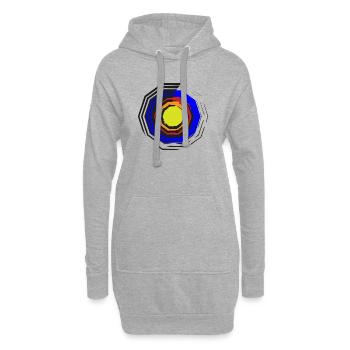Farbkreis-Oktagon Neon Zentrum - Hoodie-Kleid - Grau meliert - Vorne