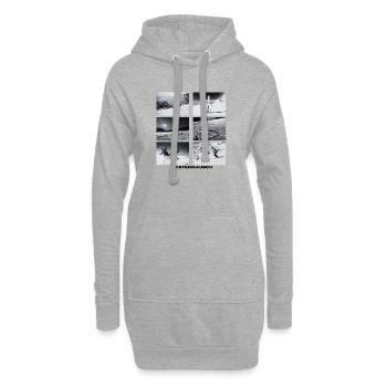 Pistenrausch Collage BW - Hoodie-Kleid - Grau meliert - Vorne