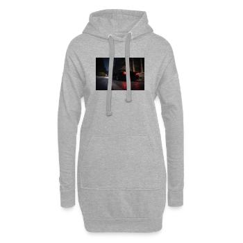 Voiture de sport nocturne sur la route - Sweat-shirt à capuche long Femme - gris chiné - Devant
