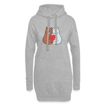Adorable couple d’ours câlinés avec le cœur - Sweat-shirt à capuche long Femme - gris chiné - Devant