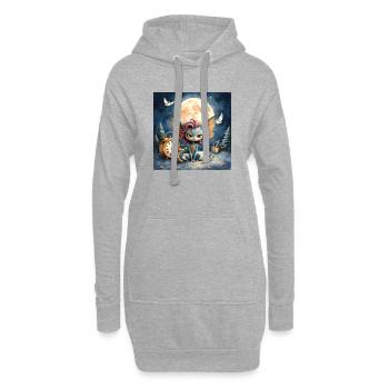 Nachtfee mit Mondflügeln - Hoodie-Kleid - Grau meliert - Vorne