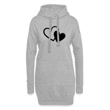 Valentinstag Schwarzes Herz, Valentinstag - Hoodie-Kleid - Grau meliert - Vorne