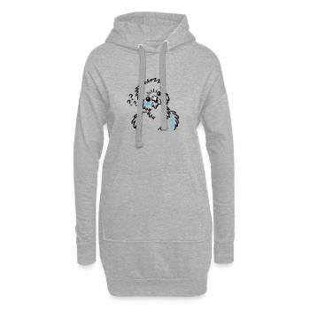 Seidenhuhn – Minimalistische Doodle Illustration - Hoodie-Kleid - Grau meliert - Vorne