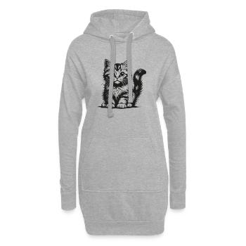 Schwarze Katzen Silhouette - Hoodie-Kleid - Grau meliert - Vorne