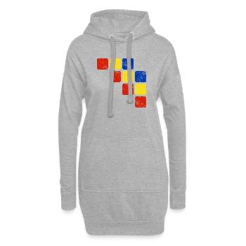 Farben Ornament Muster - Grundfarben - Hoodie-Kleid - Grau meliert - Vorne