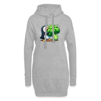 Pingouin mignon avec des légumes au brocoli dessin animé végan - Sweat-shirt à capuche long Femme - gris chiné - Devant