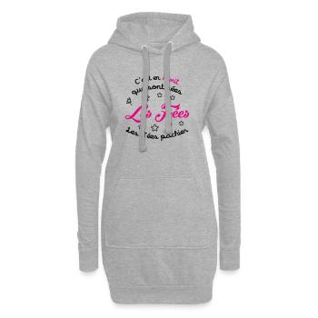 Anniversaire avril  - Les Fées pas chier ! - Sweat-shirt à capuche long Femme - gris chiné - Devant