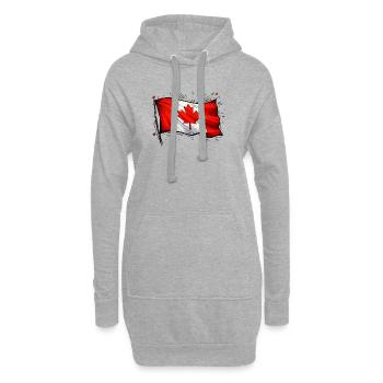 Drapeau du Canada - Sweat-shirt à capuche long Femme - gris chiné - Devant