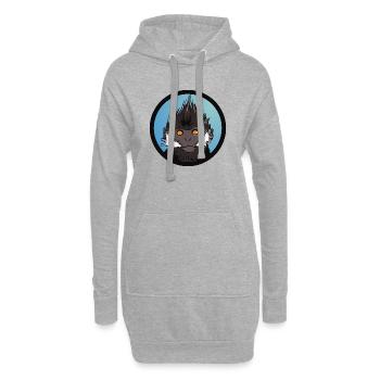 Singe Bleu Badge Illustration - Sweat-shirt à capuche long Femme - gris chiné - Devant