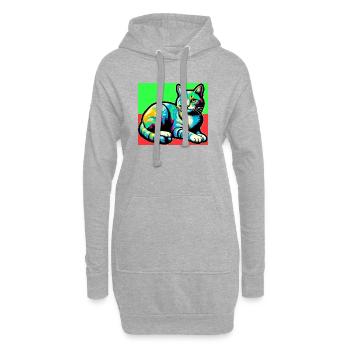 chat - Sweat-shirt à capuche long Femme - gris chiné - Devant