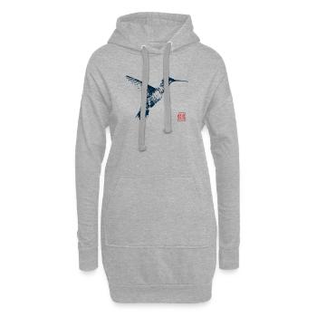 Colibri avec tampon kanji - Sweat-shirt à capuche long Femme - gris chiné - Devant