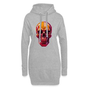 Crâne polygonal – Motif géométrique de crâne - Sweat-shirt à capuche long Femme - gris chiné - Devant