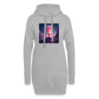 Paysage onirique de l’Empire Lunaire - Sweat-shirt à capuche long Femme - gris chiné - Devant