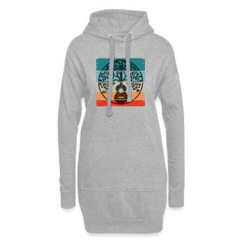 Ukulele Mandala on retro sunset - Hoodie-Kleid - Grau meliert - Vorne