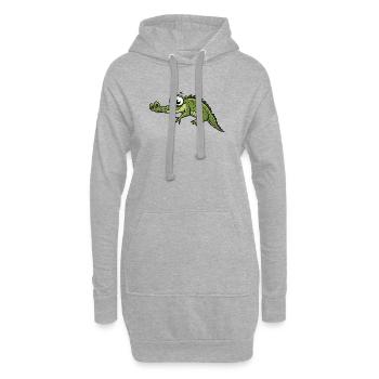 Krokodil mit großen Augen Cartoon - Hoodie-Kleid - Grau meliert - Vorne